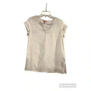 St. Tropez West White Top Metallic Thread Linen